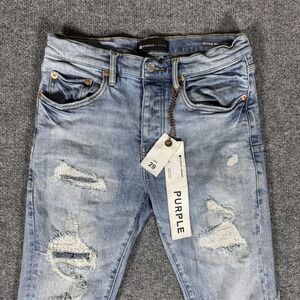 Purple Brand Jeans Mens 29 Distressed P001 Slim Fit Low Rise Tapered Denim Pants